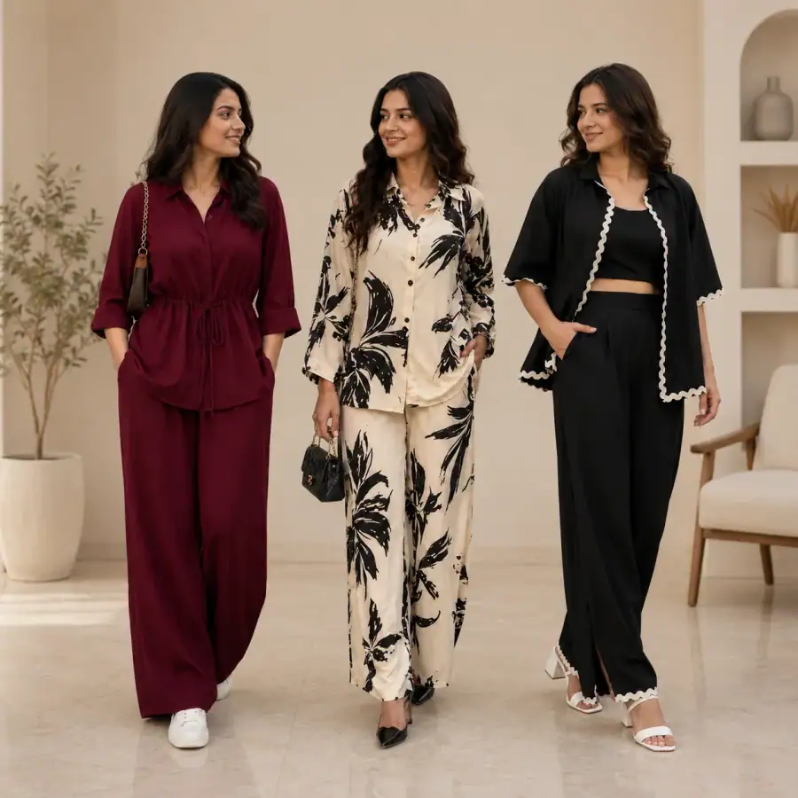 3 Women's Cotton Co-Ord Sets (C-10) in As shown in photos
