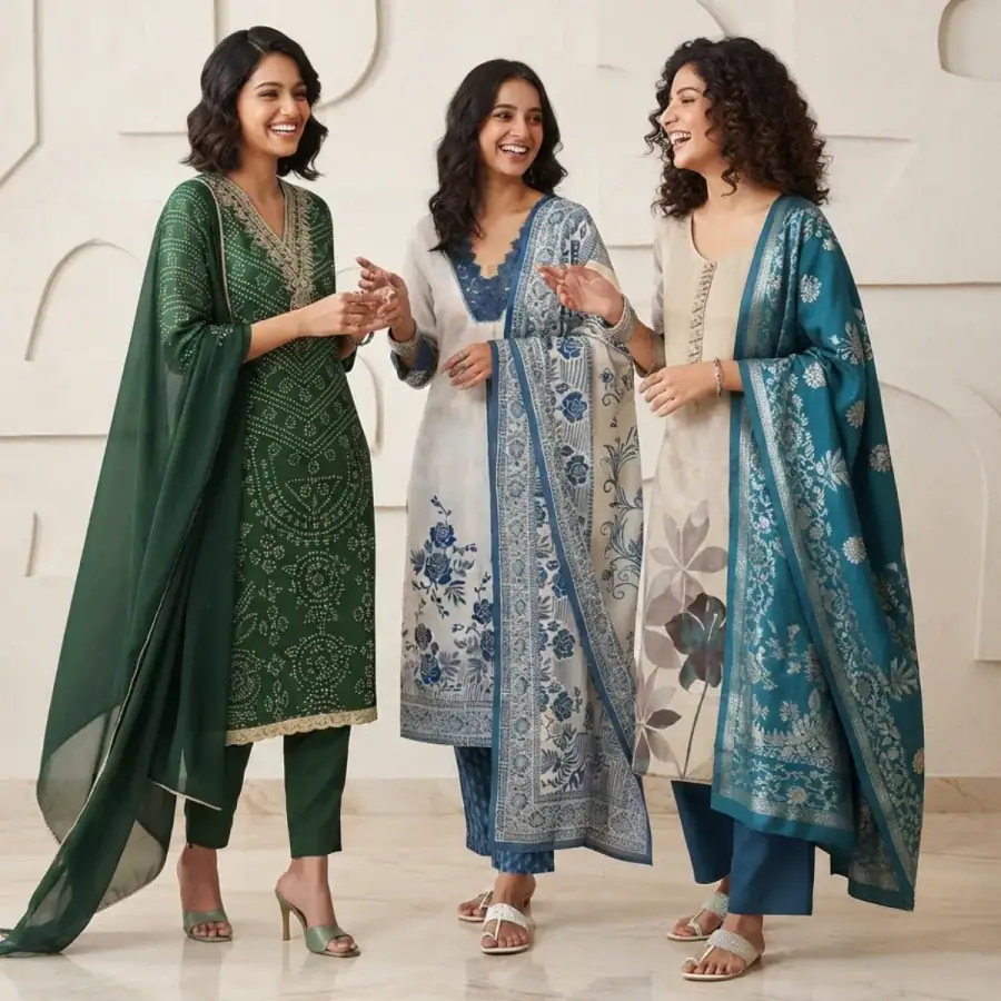 3 Cotton Kurti Set + Bottom With Dupatta ( K-6 ) in As shown in photos