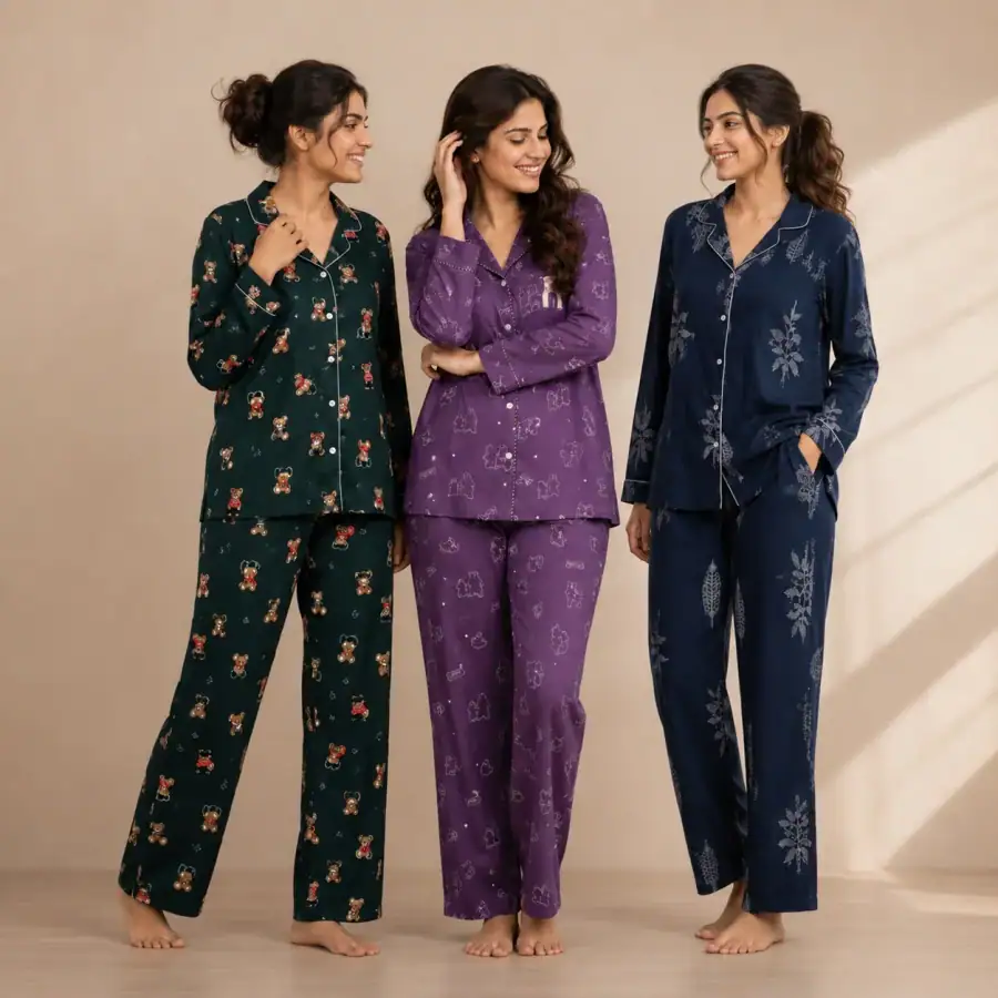 Combo 3 Women's Night Suit | Cotton (N-9) in As shown in photos