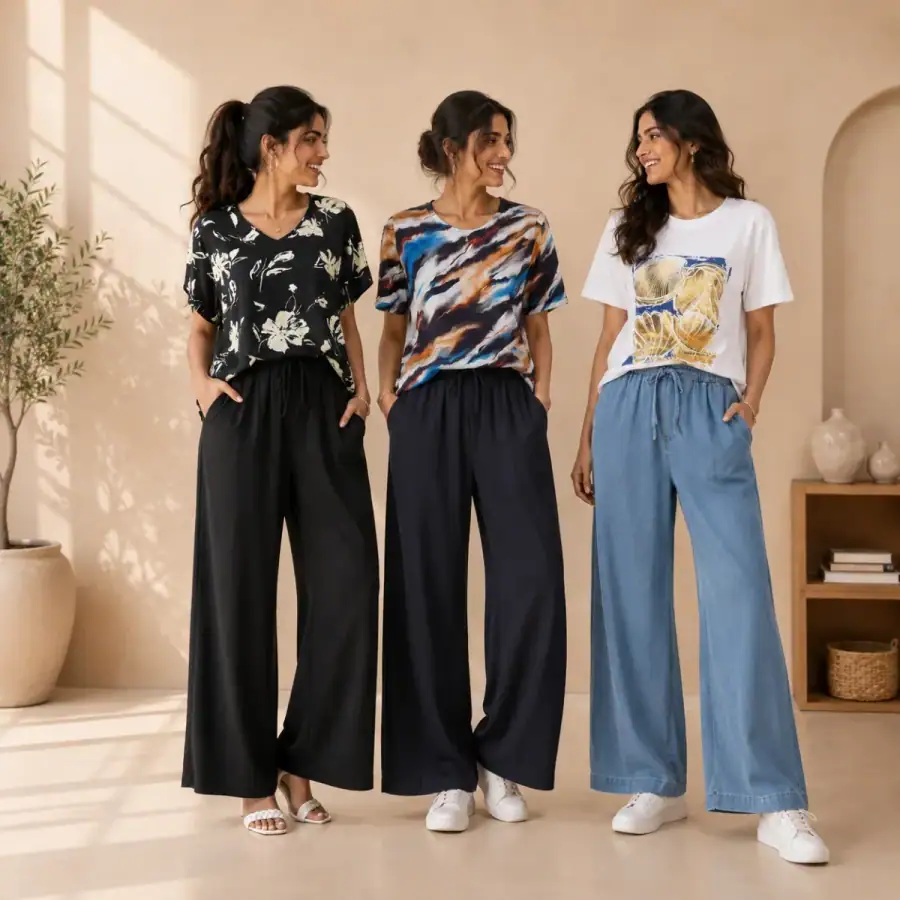3 Women's T-Shirts With Trouser (K-9) in As shown in photos