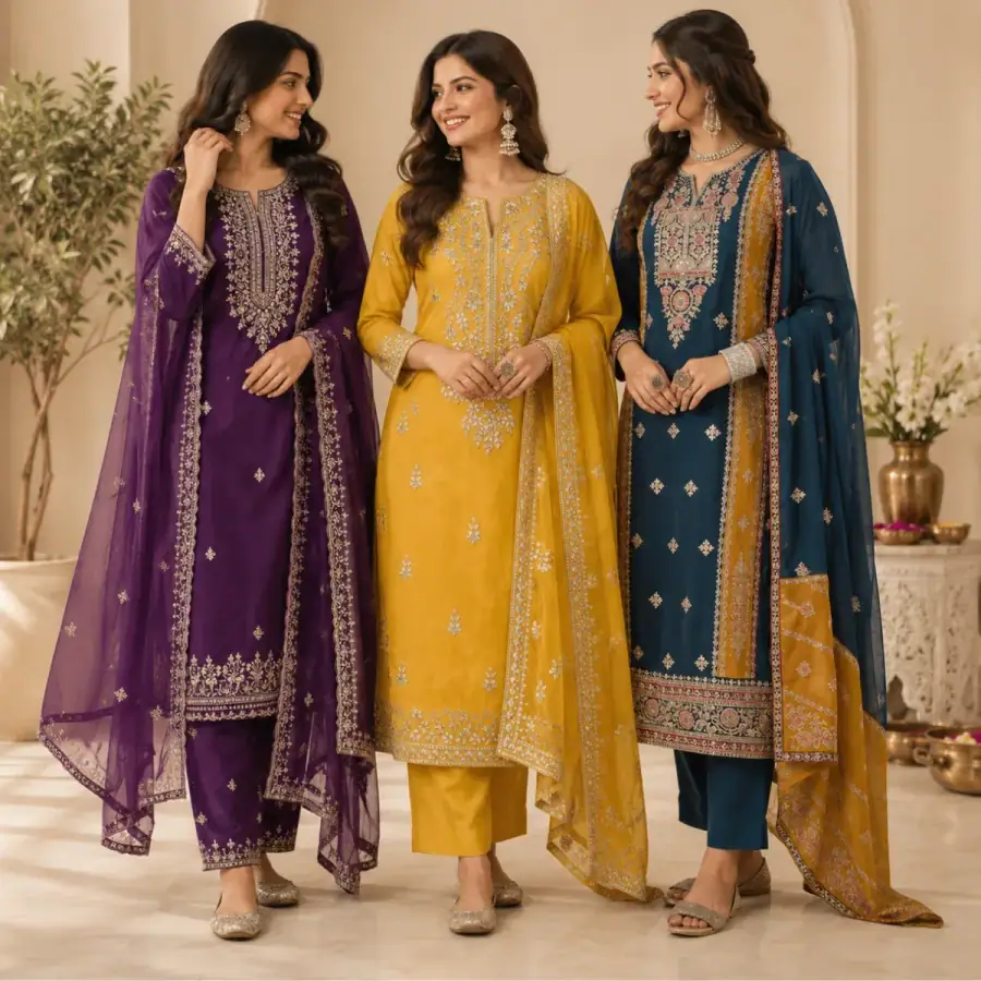 3 Women's Kurta Set with Dupatta | Comfortable Fit ( KS8 ) in As shown in photos