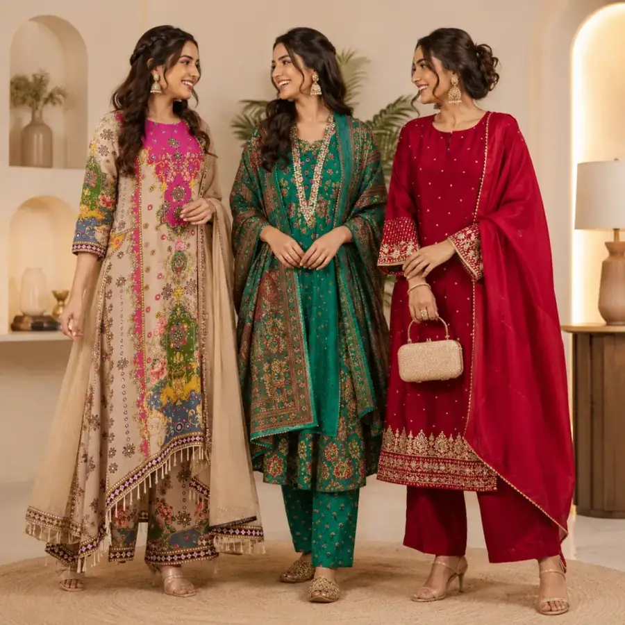 Women's 3 Kurti With Dupatta | Ethnic Wear (K-3) in As shown in photos