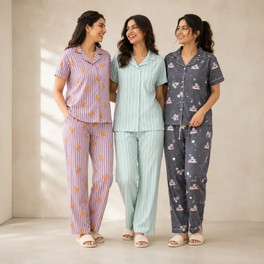Combo 3 Women's Night Suit | Cotton (N-8) in As shown in photos