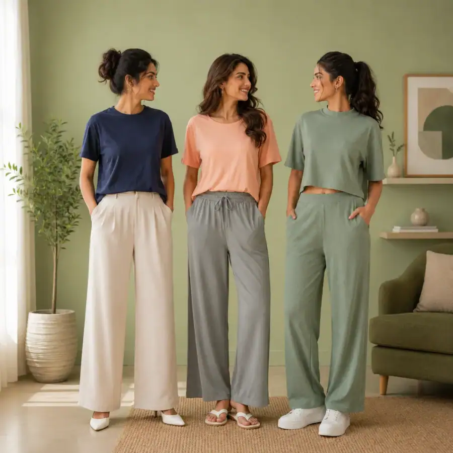 3 Women's T-Shirts With Trouser (K-6) in As shown in photos