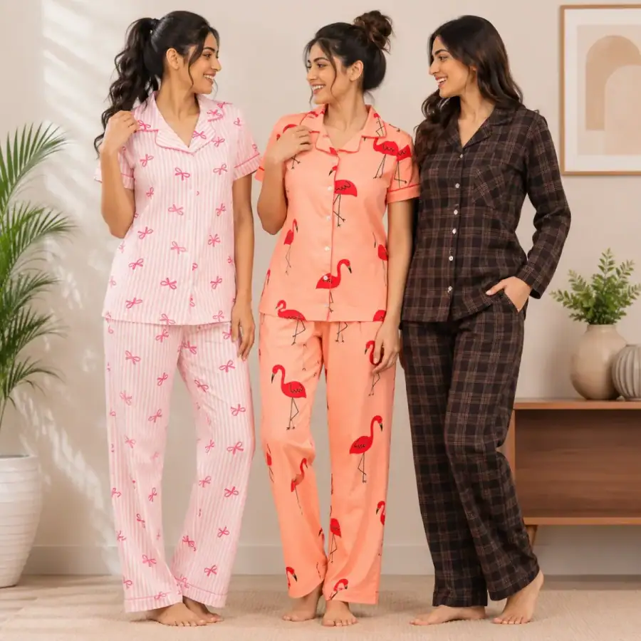 3 Women's Comfortable Night Suit Set ( N8 ) in As shown in photos