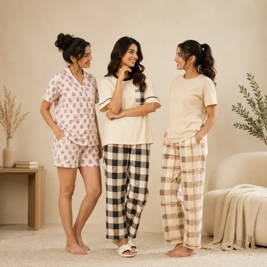 3 Combo Cotton Night Suits (C-3) in As shown in photos