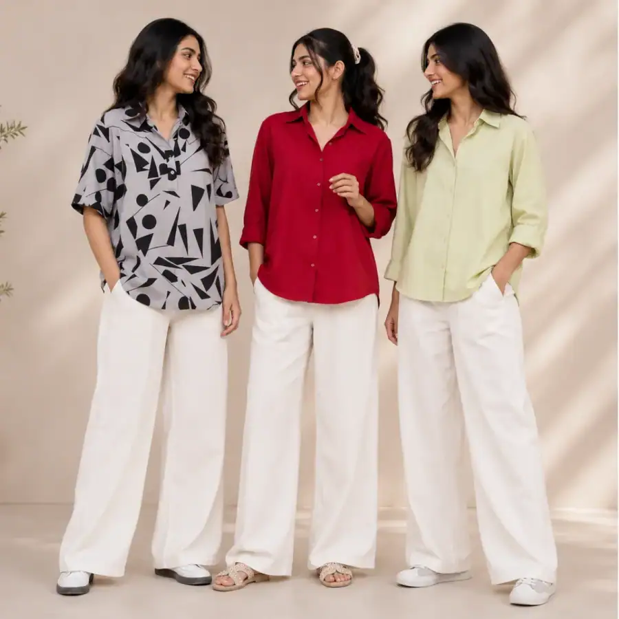 3 Linen Outfit Sets for Women ( L-10 ) in As shown in photos