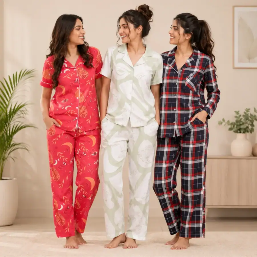 3 Women's Comfortable Night Suit Set ( N3 ) in As shown in photos