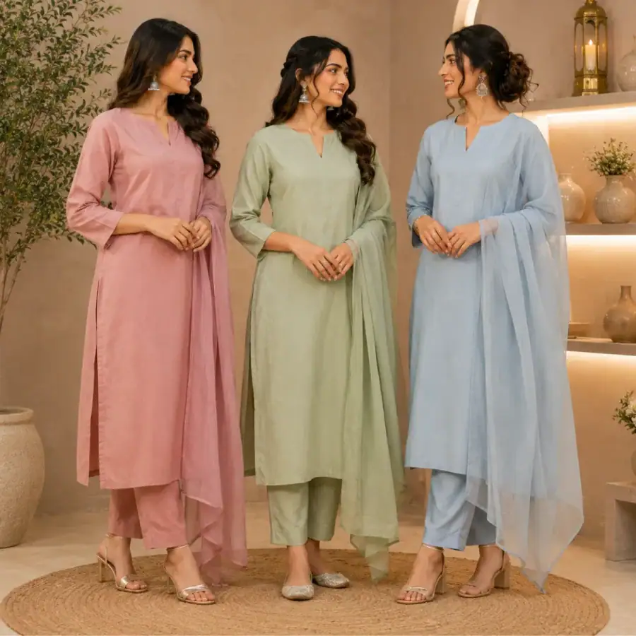 3 Combo Kurta Sets With Dupatta + Bottom (A10) in As shown in photos