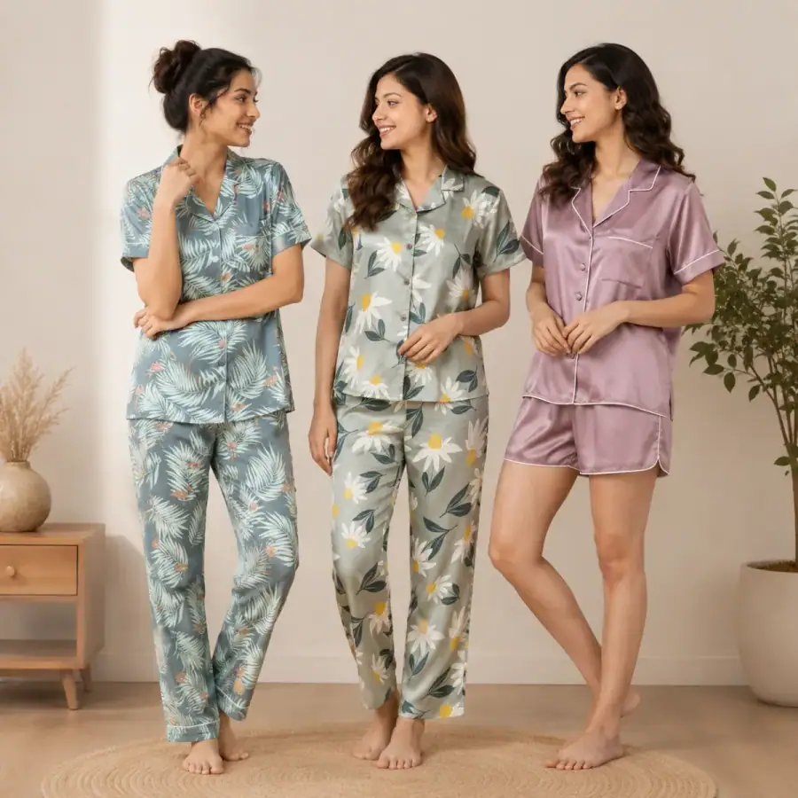 3 Combo Cotton Night Suits (C-7) in As shown in photos