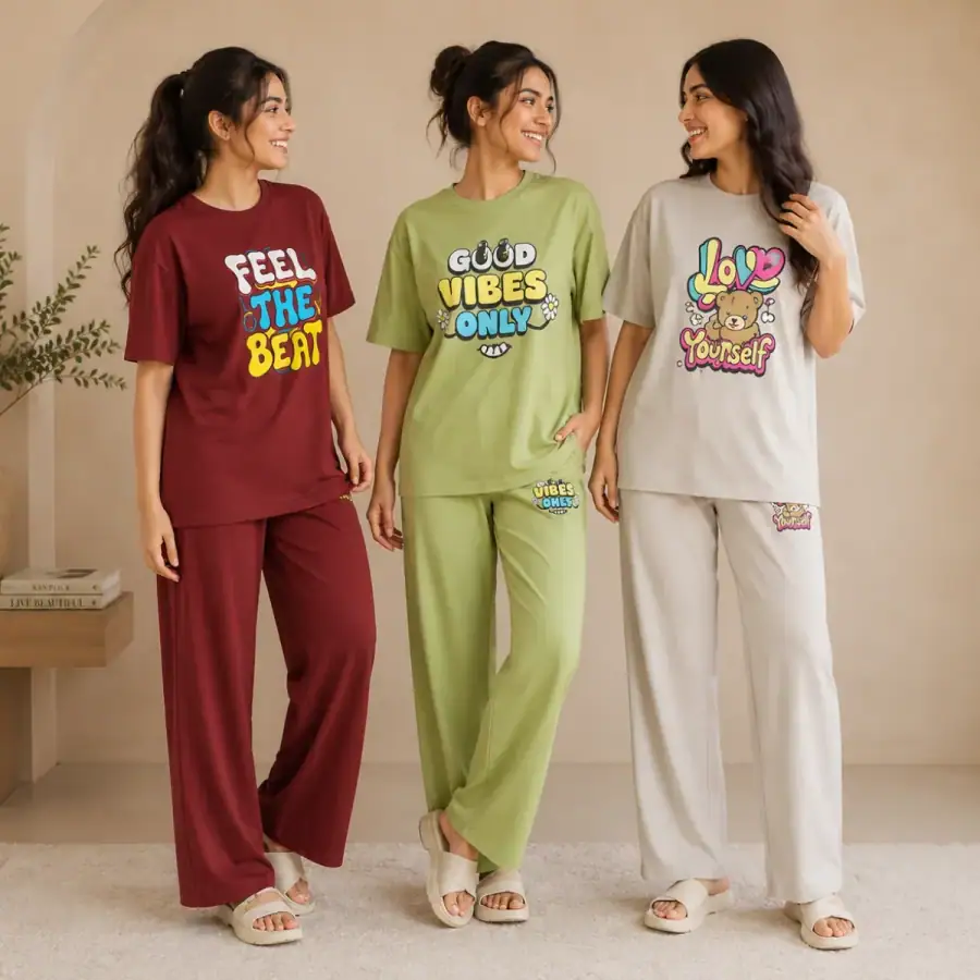 3 Cotton T-Shirt With Bottom (T-4) in As shown in photos