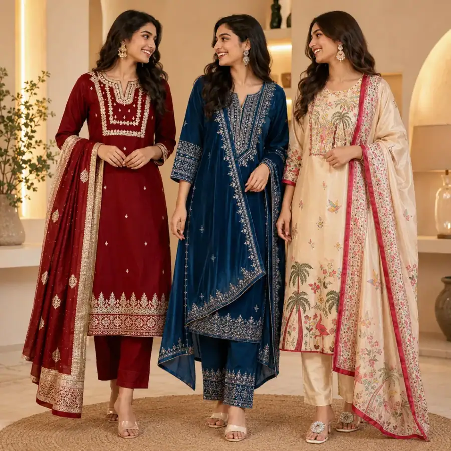 Women's 3 Kurti With Dupatta | Ethnic Wear (K-2) in As shown in photos