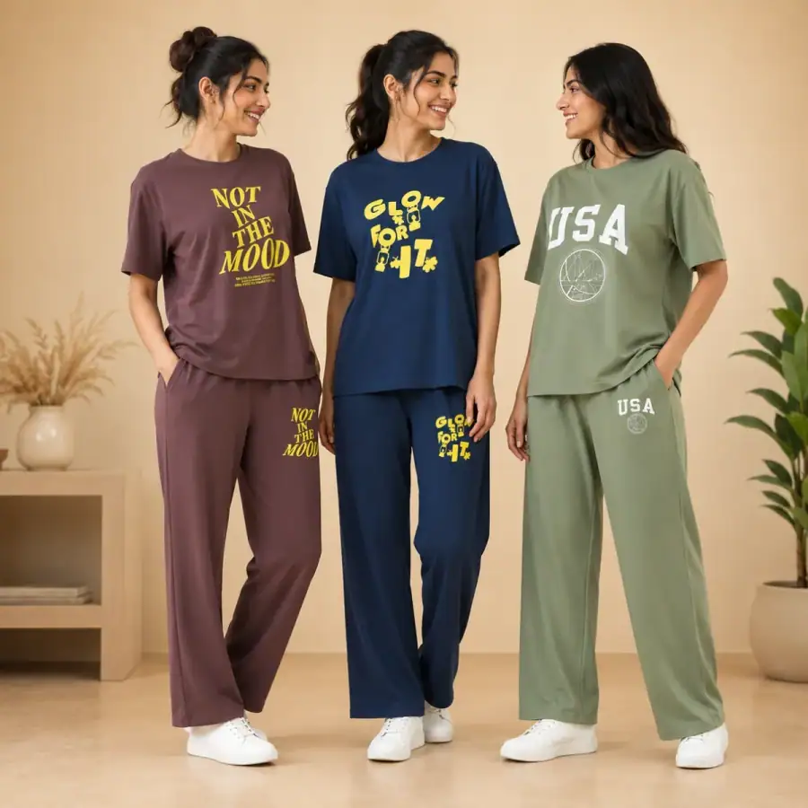 3 Cotton T-Shirt With Bottom (T-3) in As shown in photos